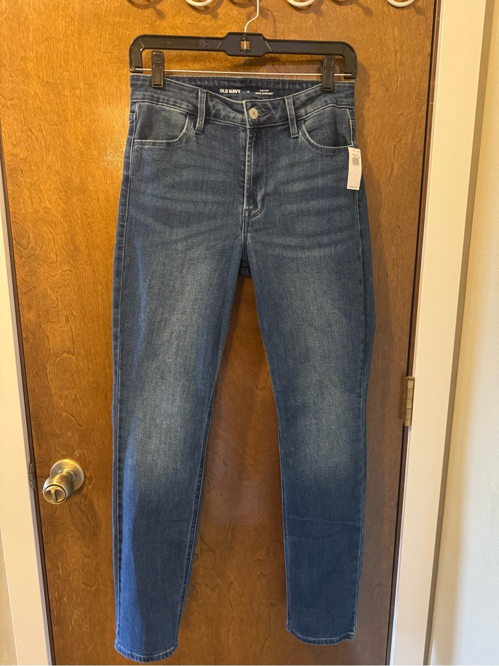 NWT Old Navy Women’s High-Rise Straight Jeans Blue Medium Wash Denim 5-Pocket